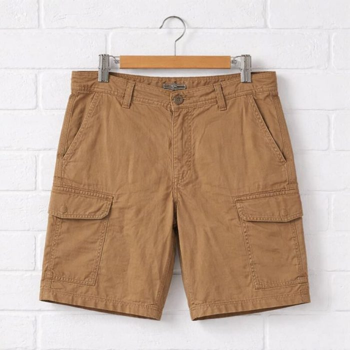 Mens Belted Cargo Short Khaki Brown