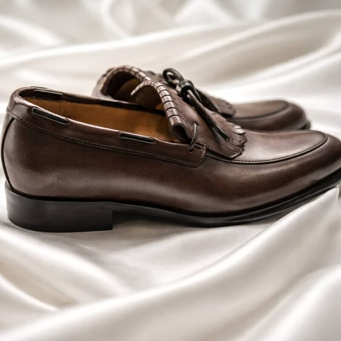 Men’s Brown Leather Tassel Loafers – Brown