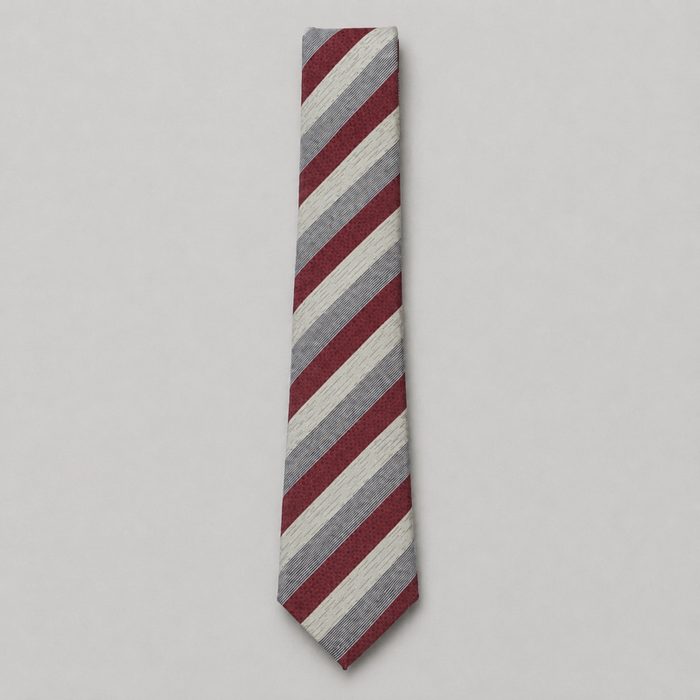 Men’s Diagonal Striped Neck Tie with Matching Pocket Square – Burgundy/White/Grey — image 1