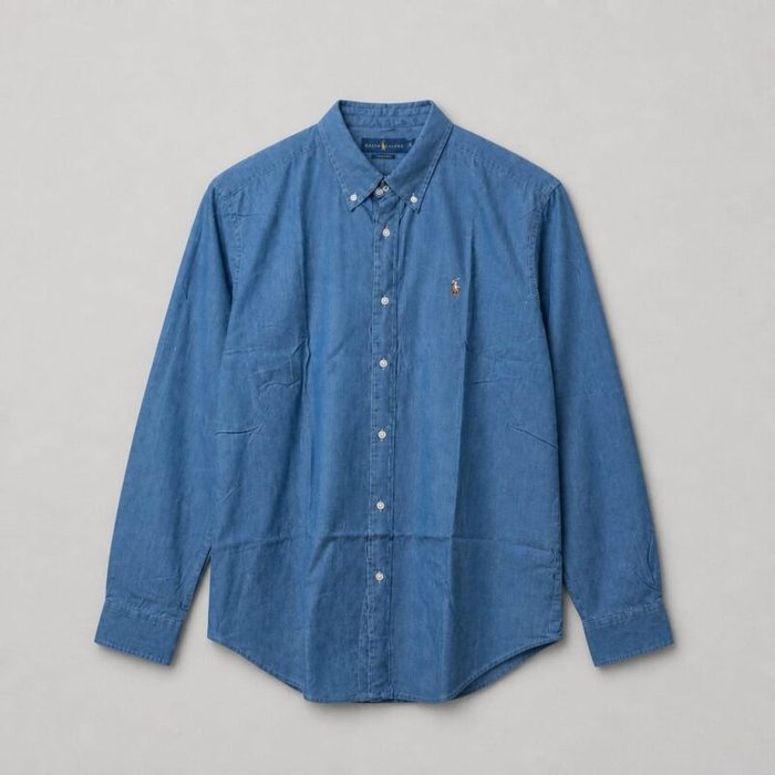 Men’s Classic Denim Button-Down Long Sleeve Shirt – Blue