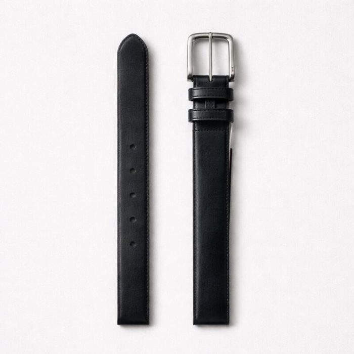 Men’s Classic Double Keeper Rectangular Buckle Leather Belt – Black — image 1