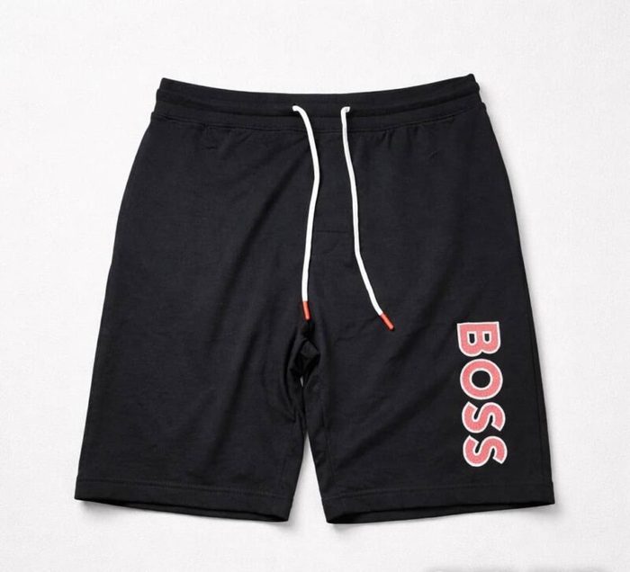 Men’s Classic Drawstring Embroidered Sweat Jogger Shorts – Black