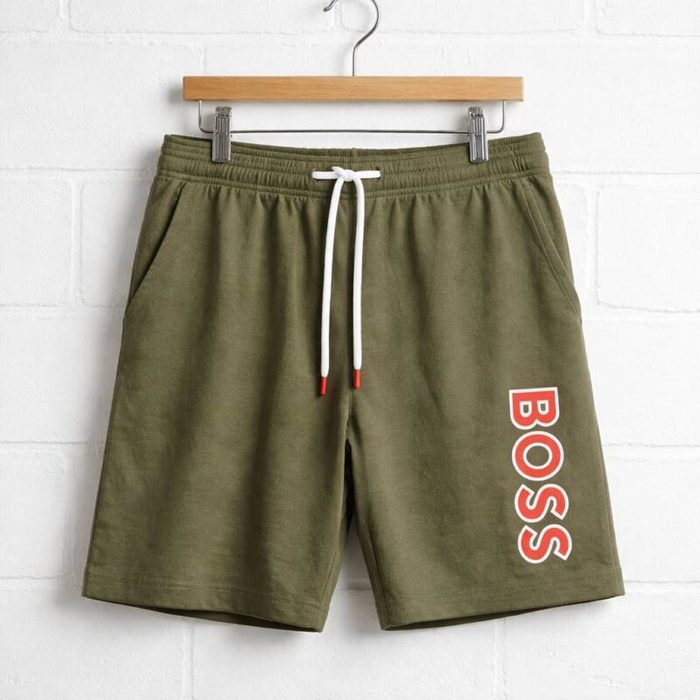 Men’s Classic Drawstring Embroidered Sweat Jogger Short – Olive Green — image 1