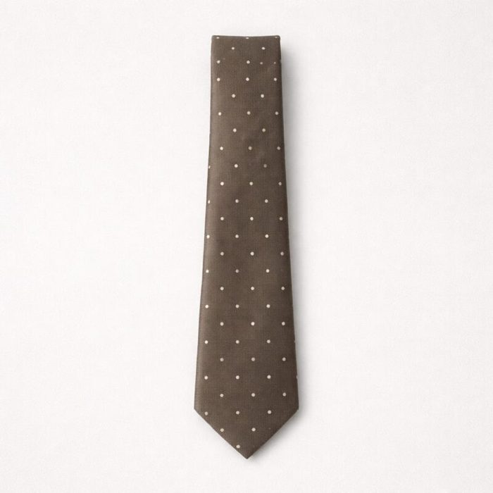 Men’s Classic Micro Dot Tie & Pocket Square – Olive Brown — image 1