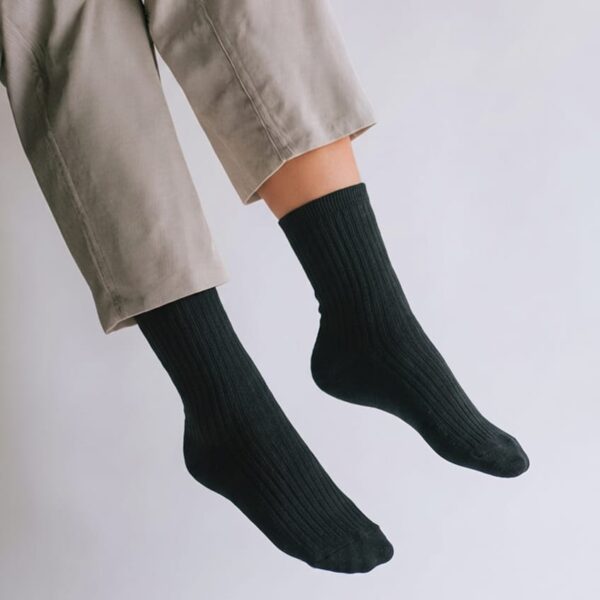 Men’s Classic Ribbed Crew Socks – Black — image 1