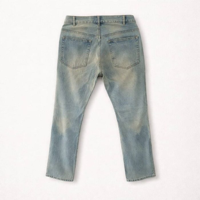 Men’s Distressed Denim Jeans – Light Blue Wash