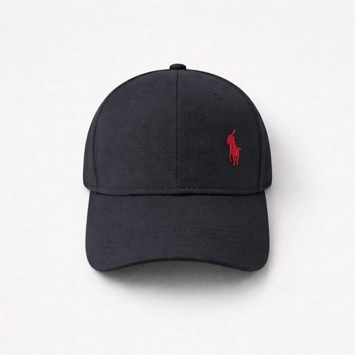 Mens Embroidered Pony Baseball Cap Black