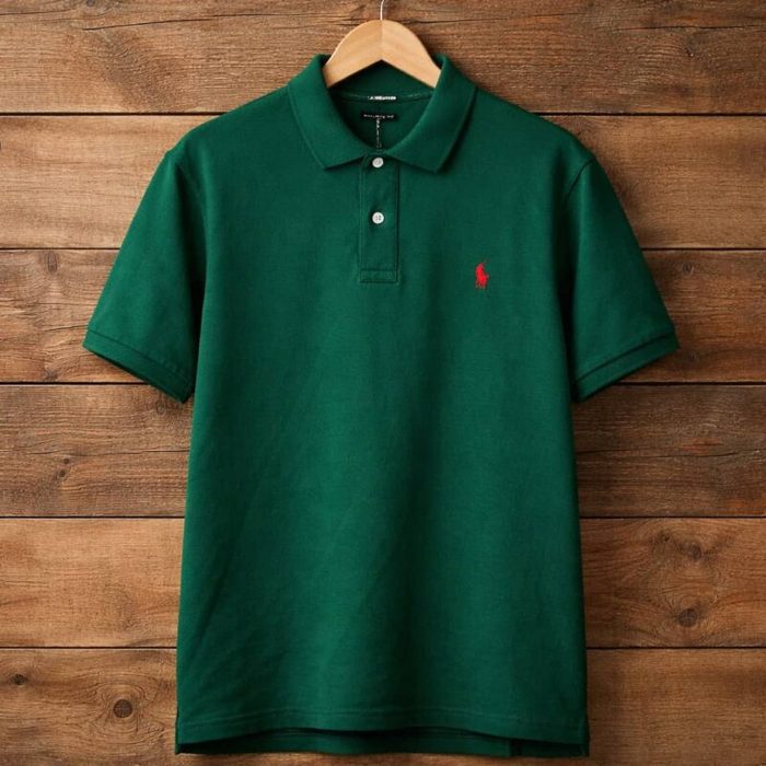 Men’s Embroidered Pony Classic Fit Polo Shirt – Forest Green — image 1