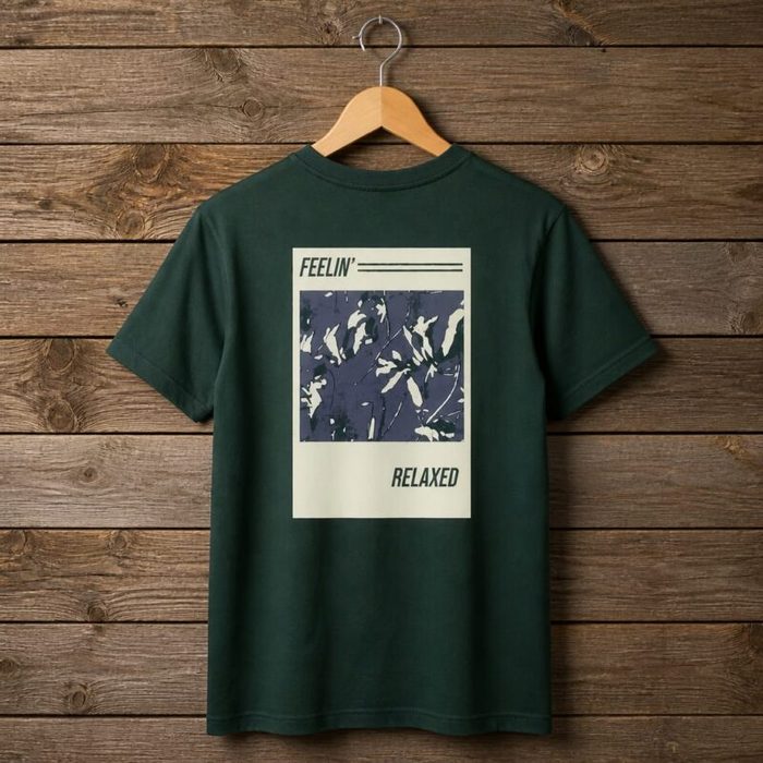 Men’s “Feelin’ Relaxed” Minimal Aesthetic Graphic T-Shirt – Dark Green — image 1