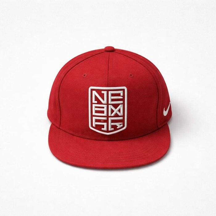 Men’s Flat Brim Snap-back Cap Bold Logo – Wine — image 1