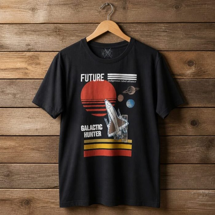 Men’s Galactic Hunter Space Graphic Crew Neck Short Sleeve T-Shirt – Black — image 1