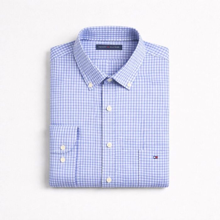 Men’s Gingham Long Sleeve Premium Shirt – Blue/White — image 1