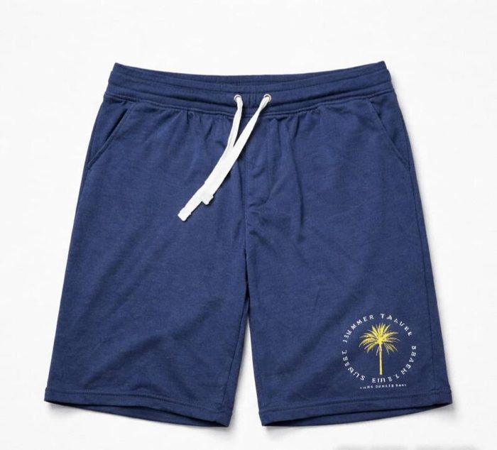 Men’s Graphic Print Drawstring Sweat Jogger Short – Navy Blue