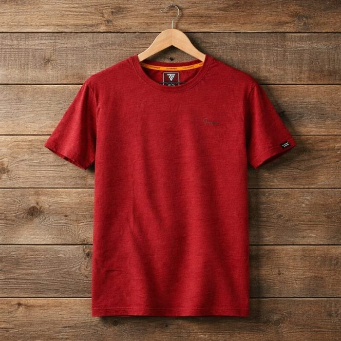 Men’s Heather Solid Crew Neck T-Shirt – Red — image 1