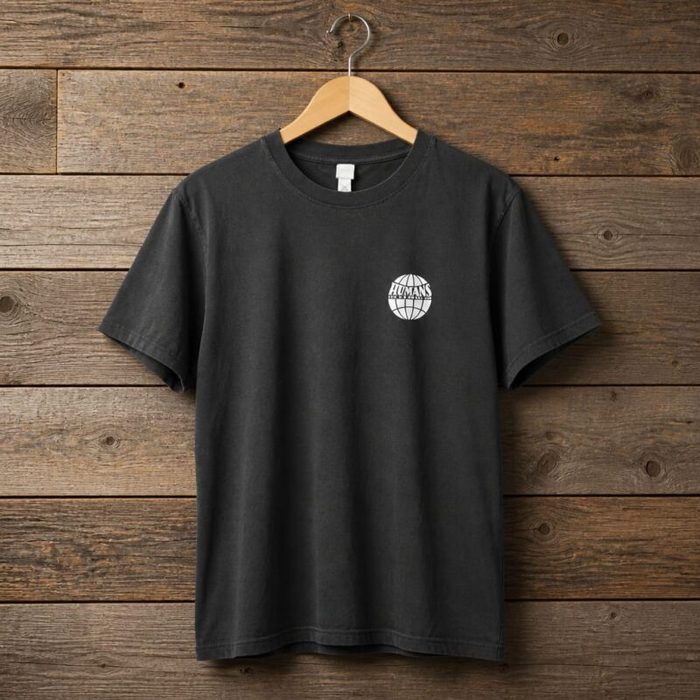 Men’s Humans Globe Graphic Crew Neck T-Shirt – Charcoal Grey — image 1
