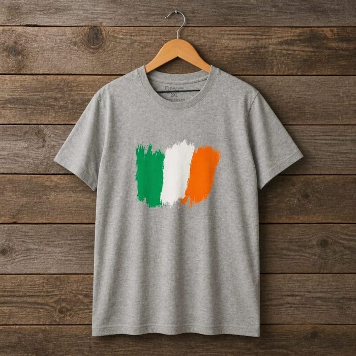 Men’s Ireland Flag Graphic Crew Neck Casual T-Shirt – Grey — image 1