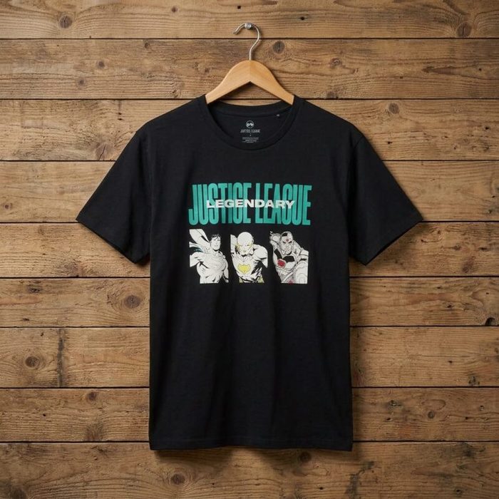 Men’s Justice League Graphic Crew Neck T-Shirt – Black — image 1