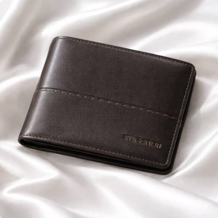Men’s Leather Bi-fold/Slim Wallet – Coffee Brown — image 1