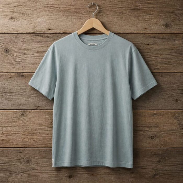 Men’s Light Grey Plain Crew Neck Short Sleeve T-Shirt – Light Blue Grey — image 1