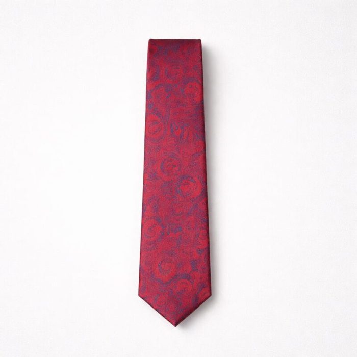 Mens Luxury Paisley Tie Pocket Square Set Burgundy Red Navy Blue