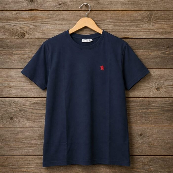 Men’s Minimal Embroidered Crest T-Shirt – Navy Blue — image 1