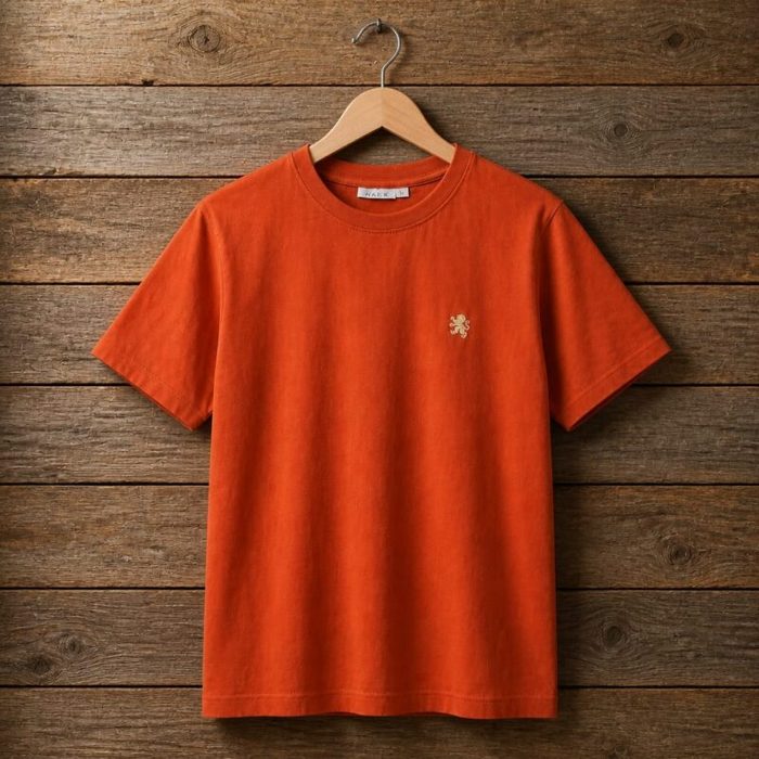 Men’s Minimalist Embroidered Logo T-Shirt – Burnt Orange — image 1