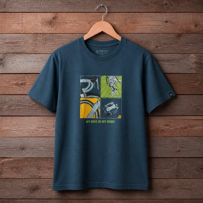 Men’s “My Bike Is My Body” Cycling Graphic T-Shirt – Deep Teal — image 1