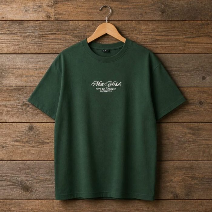 Men’s New York Embroidered Crew Neck T-Shirt – Forest Green — image 1