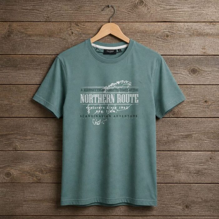 Men’s Northern Route Graphic Crew Neck T-Shirt – Sage Green — image 1