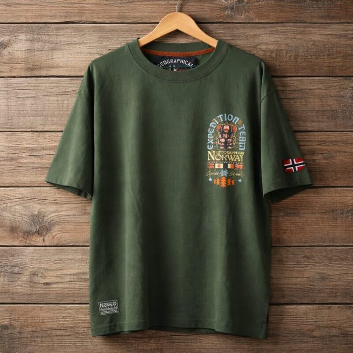 Men’s Norway Expedition Graphic Short Sleeve Crew Neck T-Shirt – Olive Green — image 1