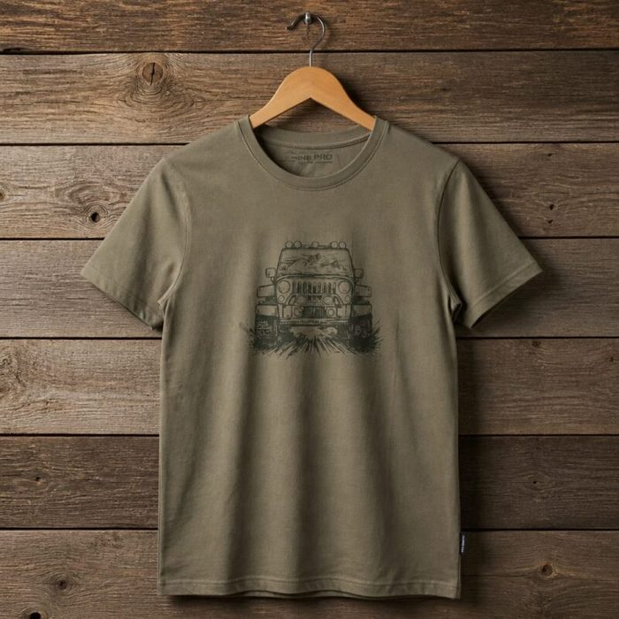 Men’s Off-Road Jeep Graphic Rugged Adventure Crew Neck T-Shirt – Olive Khaki — image 1
