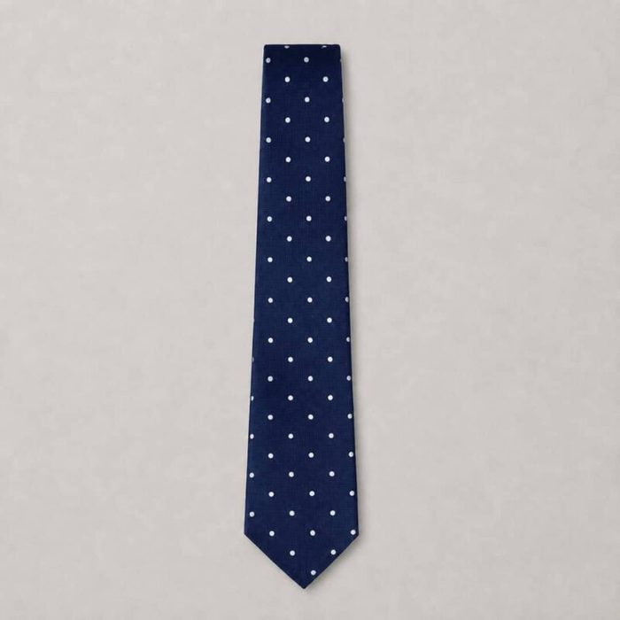 Men’s Polka Dot Neck Tie with Matching Pocket Square – Navy Blue — image 1