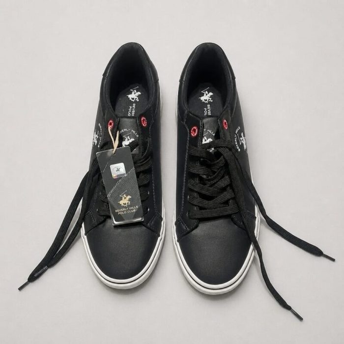 Mens Polo Club Low Top Lace Up Contrast Sneakers Black