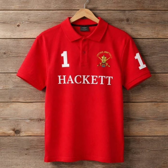 Men’s Premium Embroidered Crested Polo Shirt – Red — image 1