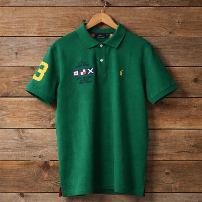 Mens Premium Embroidered Sporty Polo Shirt Forest Green