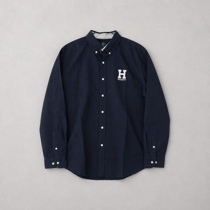 Mens Premium Heritage Oxford Long Sleeve Shirt Navy Blue 2