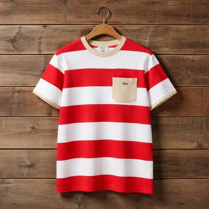 Men’s Premium Nautical Striped Crew Neck T-Shirt – Red/White — image 1