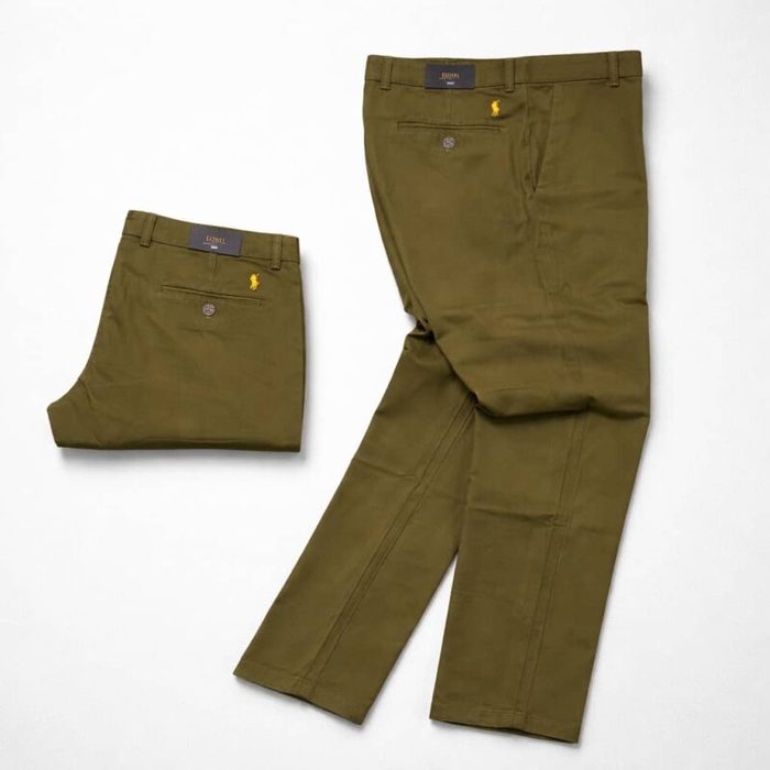 Men’s Premium Regular Fit Cotton Chino Pants – Olive Green — image 1