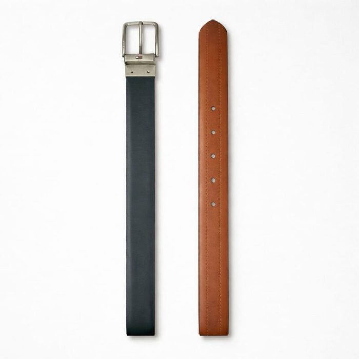 Men’s Premium Reversible Buckle / Two Tone Leather Belt – Brown / Black — image 1