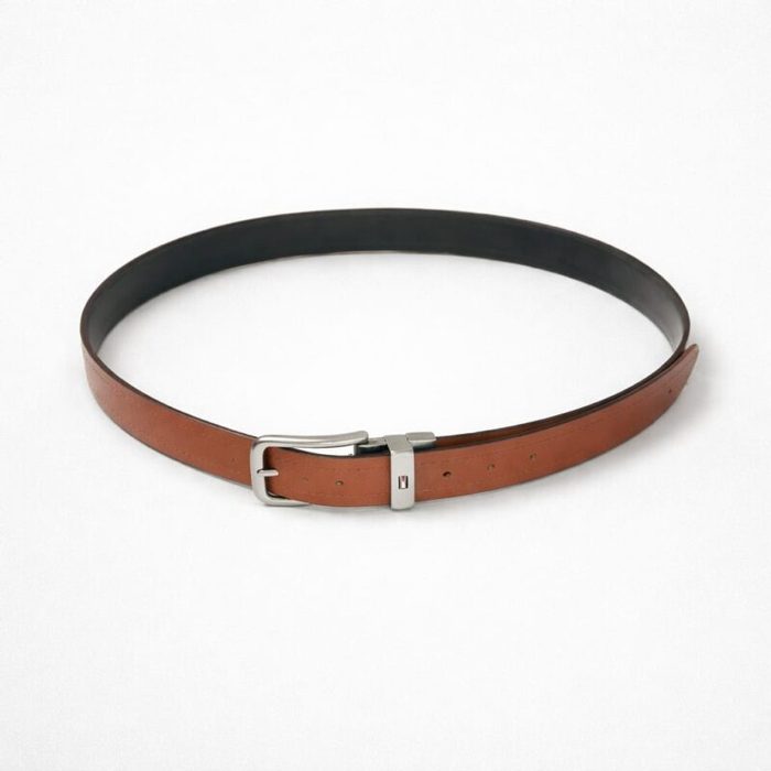 Men’s Premium Reversible Buckle / Two Tone Leather Belt – Brown / Black