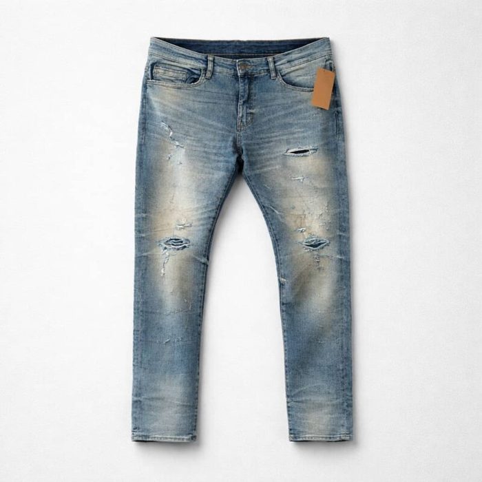 Mens Ripped Denim Light Blue Jean