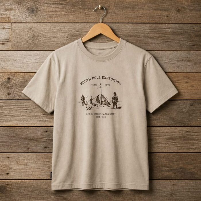 Men’s South Pole Expedition Graphic Crew Neck T-Shirt – Sand Beige — image 1
