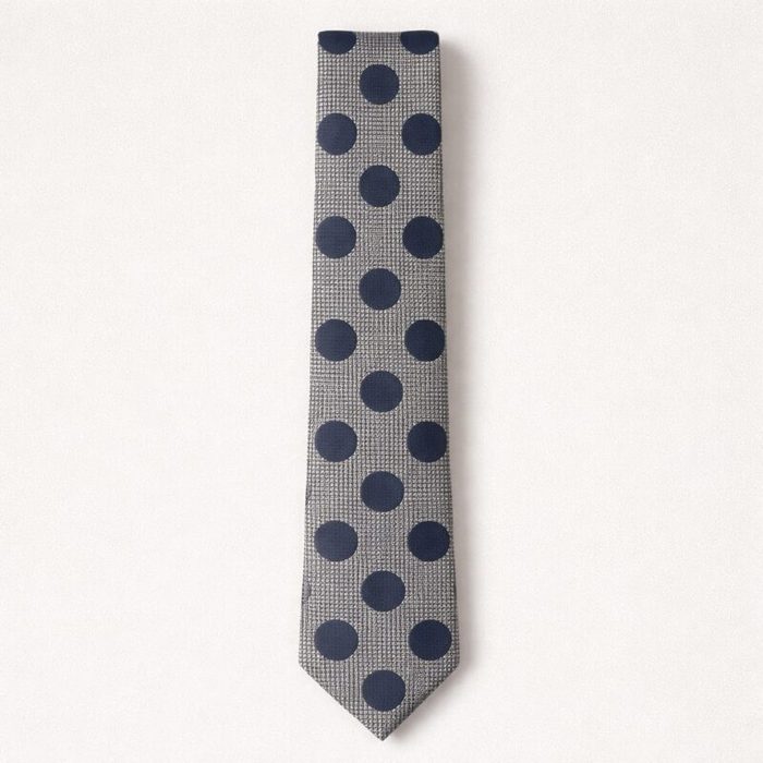 Mens Steel Grey Polka Dot Tie Pocket Square Set