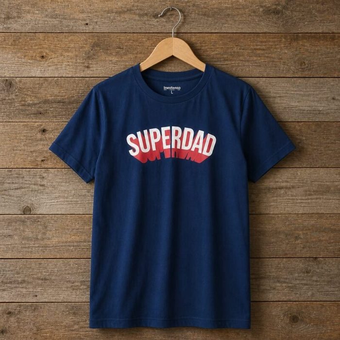 Men’s “SUPERDAD” Graphic Print Crew Neck T-Shirt – Navy Blue — image 1