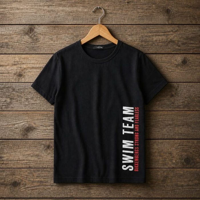 Men’s Swim Team Graphic Crew Neck T-Shirt – Black — image 1