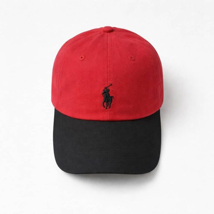 Mens Two Tone Adjustable Baseball Cap Red Black