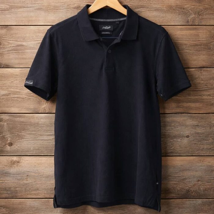 Men’s Wrinkle-Recovery Classic Crocodile Polo Shirt – Black