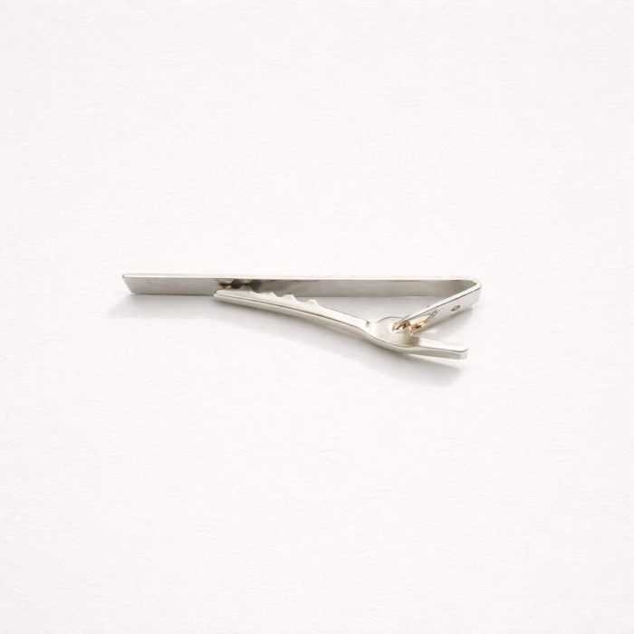Modernist X Silver-Tone Geometric Tie Bar For Men