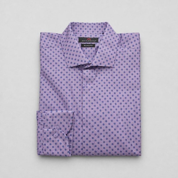 Molteno Men’s Lavender Polka Dot Long Sleeve Shirt – Lavender Purple / Blue — image 1