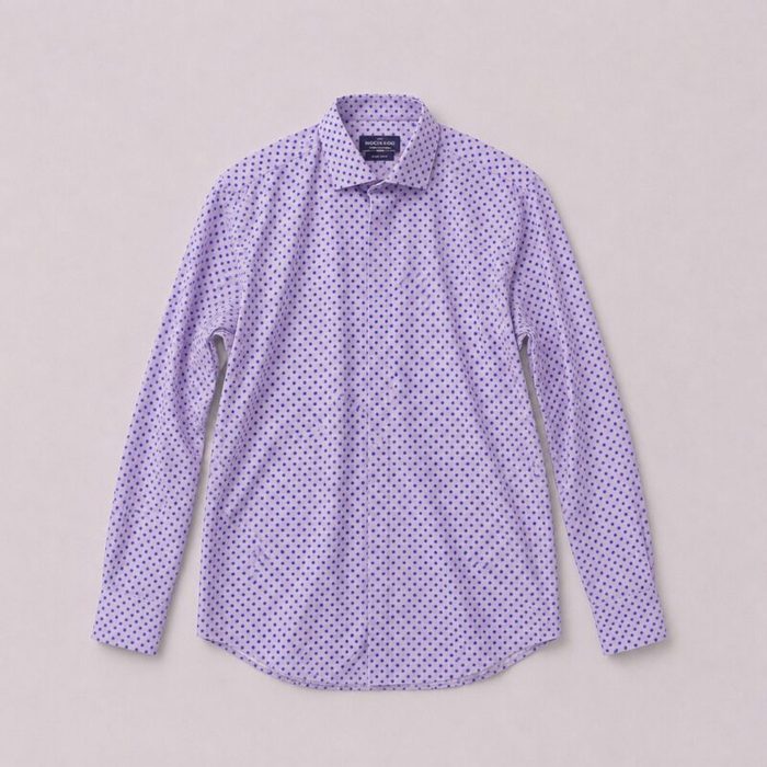 Molteno Mens Lavender Polka Dot Long Sleeve Shirt - Lavender Purple / Blue